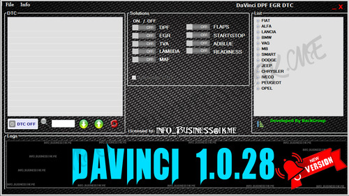 Software Davinci 1.0.28 ¡nuevo! ¡fuera De Dpf Egr Lambda Adb