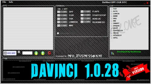 comprar Software Davinci 1.0.28 ¡nuevo! ¡fuera De Dpf Egr Lambda Adb