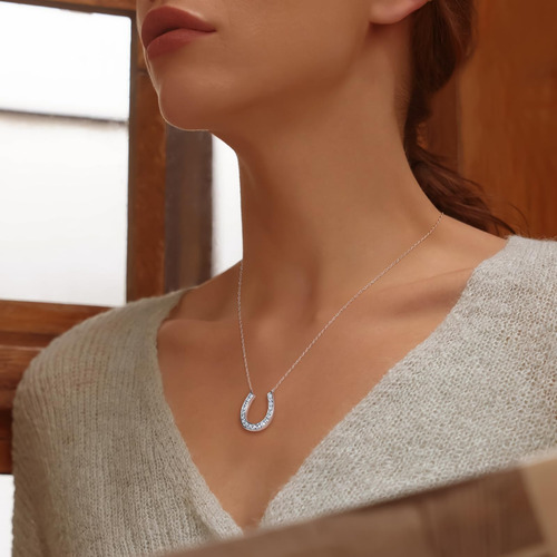 Randes Collar Con Forma De Herradura Para Mujer, De Plata De