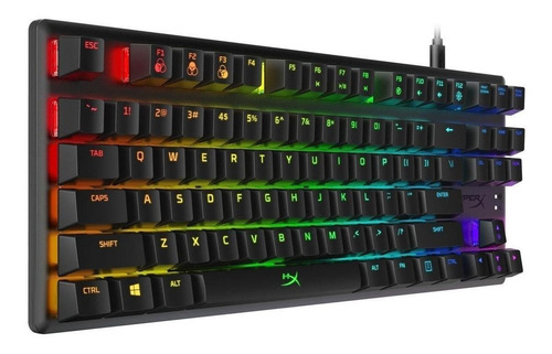 Imagen 4 de 5 de Teclado gamer HyperX Alloy Origins Core QWERTY Blue inglés US color negro con luz RGB