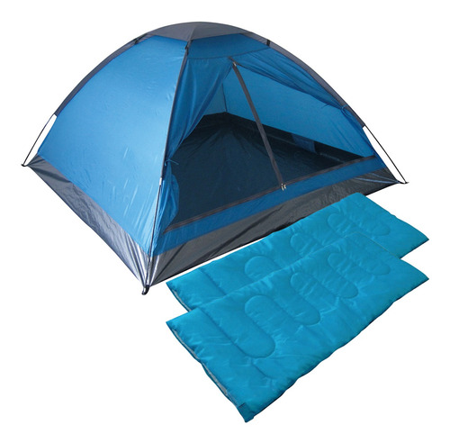 Set Combo Carpa 4 Personas Iglu Camping + 2 Bolsas Dormir