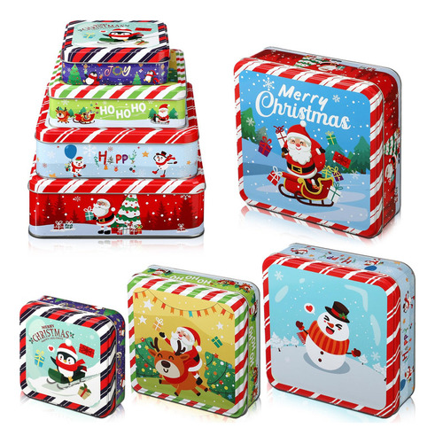 Inicial 4 Latas De Galletas Navideñas Con Tapas, Diseño De