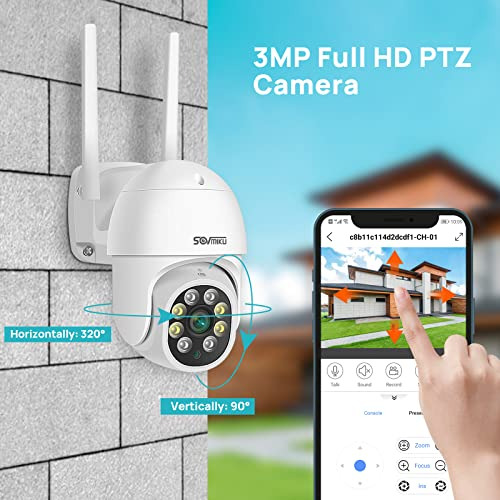 Cámara Seguridad Ptz Wifi 2k Sovmiku, Detección Humana, 3mp