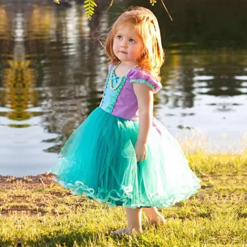 Fantasia Vestido Infantil Princesa Sereia Ariel Luxo