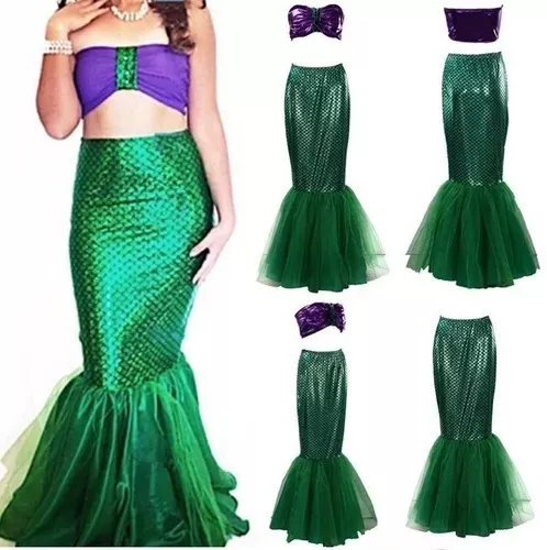 Vestido Fantasia Adulto Cosplay Halloween Sereia Ariel