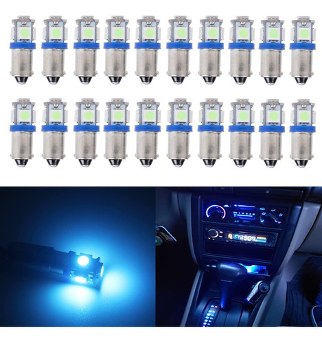 Blyilyb 20-pack Ba9 Ba9s 53 57 1895 64111 Ice Blue Led Bombi