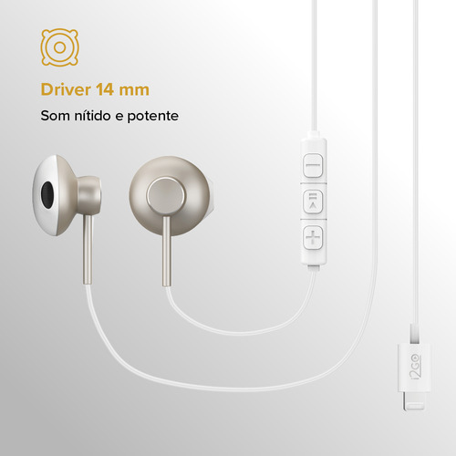 Fone De Ouvido Lightning I2go Metal Active 1,2m Branco