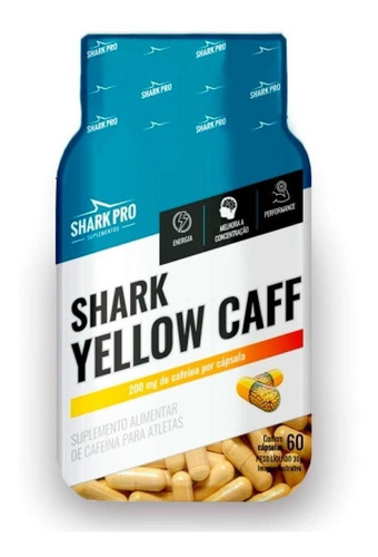 Termogênico Shark Yellow Caff 60caps Shark Pro Disposição Sabor Sem Sabor
