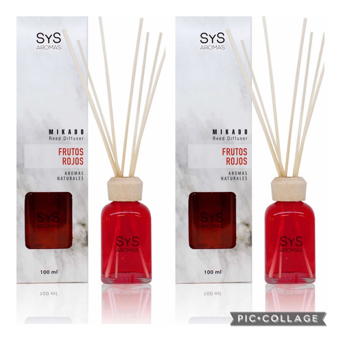 Pack 2 Difusor Ambientador Mikado 100ml Aroma Frutos Rojos