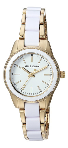 Reloj Anne Klein Ak/3212wtgb De Resina Blanca En Tono Dorado