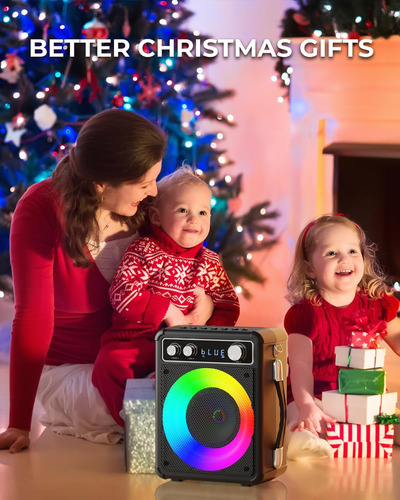 Máquina De Karaoke, Altavoz Bluetooth Portátil Con 2 Micrófo
