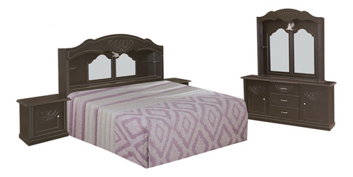 Cama Recamara Modular King Size Chocolate Sin Base Ni Colcho