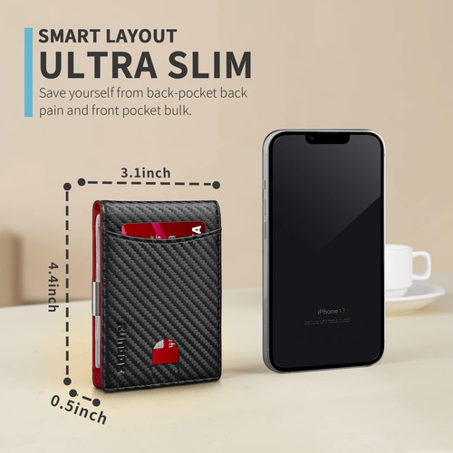 Runbox Slim Money Clip Billeteras Para Hombre Rfid Blocki...