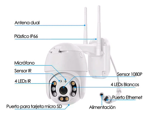 Imagen 3 de 8 de Cámara Seguridad Ip Wifi Domo Ptz 360 Exterior Full Hd Flash