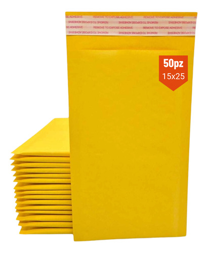 50 Sobres Burbuja Amarillo #3 Para Envíos 15x25cm