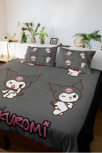 Cama Posta Lençol Tipo Colcha Casal 3 Pçs Korumi Hello Kitty