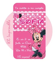 Comprar Kit Imprimible Minnie Rosa Personalizado Cumple Candybar