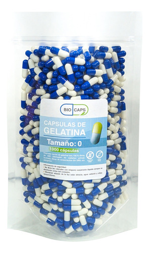 Capsulas Vacias De Gelatina Azul/blanco Nro 0 Precerradas