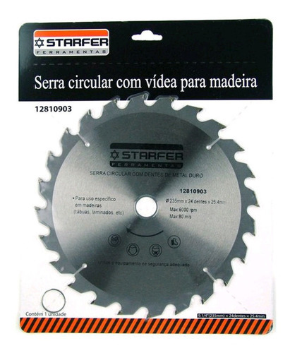 Serra Circular Widea 235mm X 24 Dentes Starfer 12810903