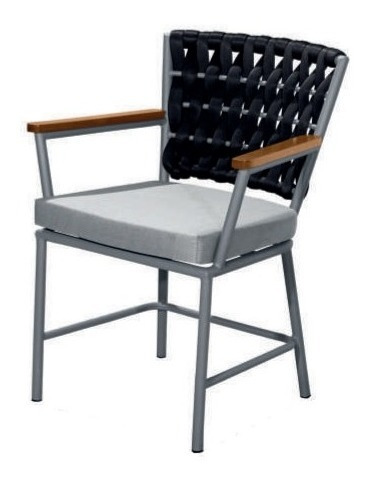 Cadeira Viena Alumínio Tricô Náutico Madeira Acquablok
