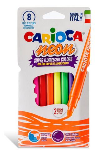 Plumones Carioca Neón (8 Colores)