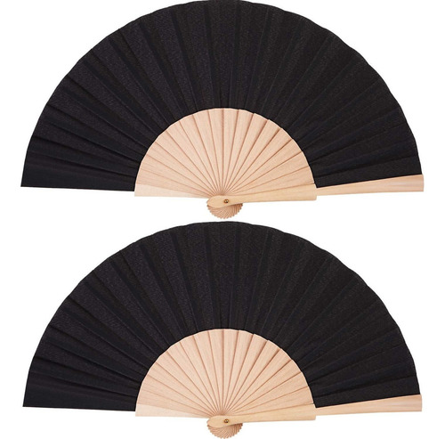 Chuangdi 2 Piezas De Abanico De Madera De Tela Plegable A Ma