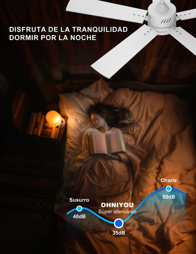 Ohniyou Smart Home Fan Light Con Control Remoto 122cm