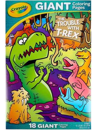 Imagen 1 de 3 de Gigantografia Crayola T-rex Para Colorear 18 Páginas Febo