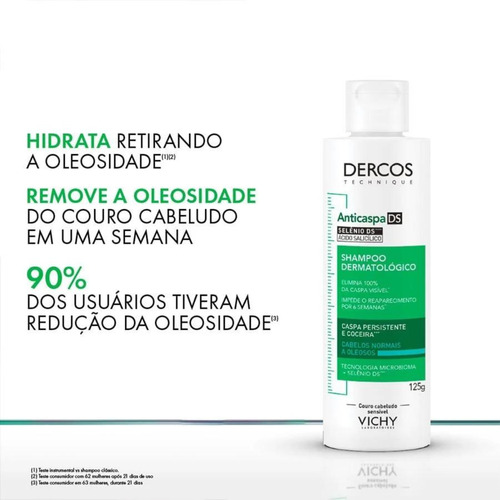 Shampoo Anticaspa Cabelos Normais a Oleosos Dercos Vichy 125g