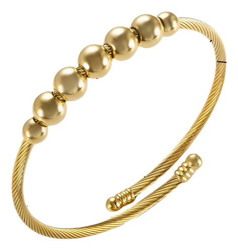 Brazalete Ajustable Unisex Bombitas Joya Acero Dorado