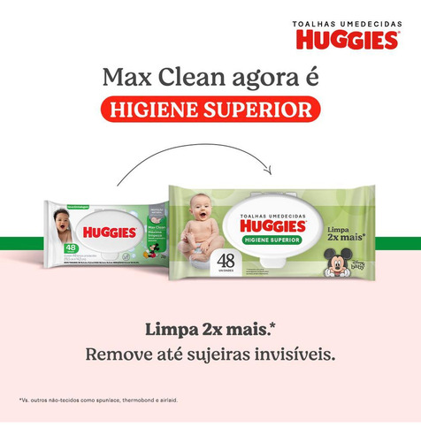 Toalhas Umedecidas Huggies Higiene Superior Com 48 Unidades