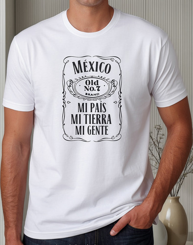Playera Whisky Logo Mexico Bebida Blanco Negro