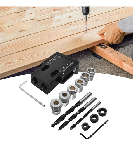 F Juego De Sistema Pocket Hole Jig Drill Hole, 15 Piezas,