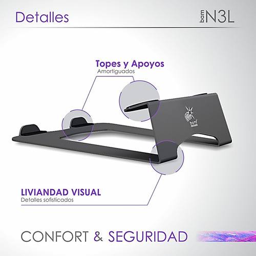 Imagen 6 de 7 de Soporte Notebook Largo Bam N3l Mac-pc De 16a17,5 Premium!!!
