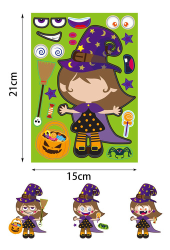 Halloween Make A Face Sticker Zombie Pumpkin Witch Puzzle