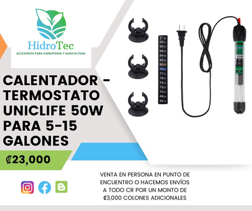 Calentador - Termostato Uniclife 50w Para 5-15 Galones