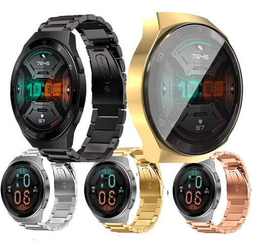 Correa De Acero + Case Tpu Con Mica Para Huawei Watch Gt 2e