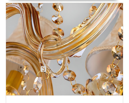 Lustre Luminária De Cristal Champanhe Luxo 6 Braços