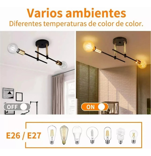 Lámpara Techo Led Colgante Sala Familia Moderna 2luces Focos