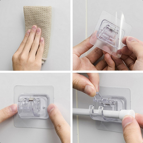 Suporte para Varão Adesivo para Pendurar Zenlart Cortina cor Transparente