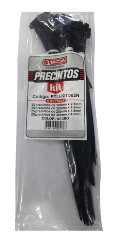 Imagen 6 de 6 de Kit Precintos Varias Medidas Por 100 Unidades Negro