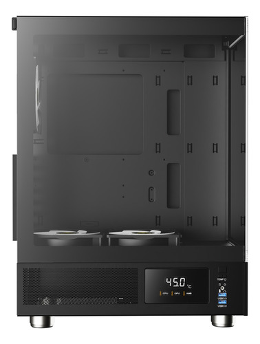 Gabinete de vidro temperado preto Gamdias Atlas E1 Argb Mid Tower