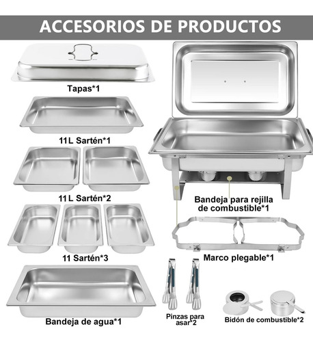Bufetera Plegable De Acero Inoxidable Con 7 Bandejas 11 L