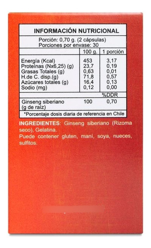 Ginseng Blanco 60 Cápsulas Prosana 21 Gramos Deportivo