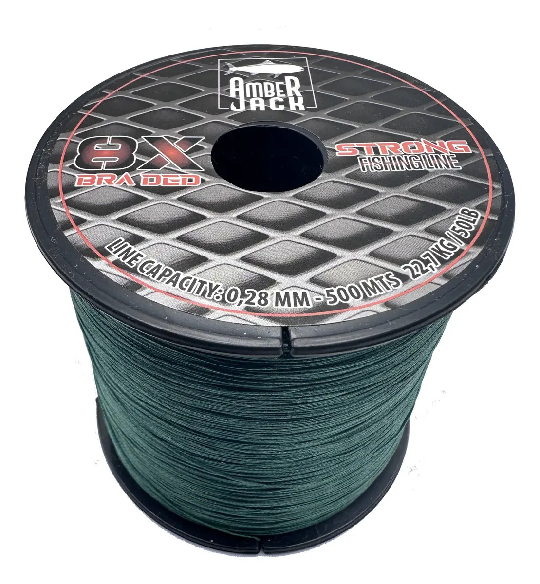 Multifilamento Amberjack 8x Bobina 500 Mts Todas Las Medidas Color VERDE MUSGO 0.28MM RESISTENCIA 22.7KG -50 LBS