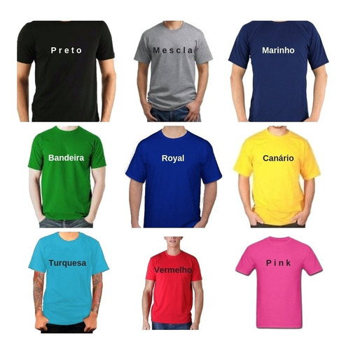 Imagem 2 de 3 de 10 Camisetas Coloridas 100% Algodão Fio 30 Penteado