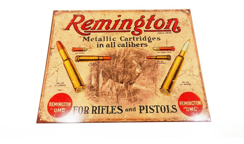 Tsn1788 Letrero Lamina Decorativa Remington Cartridges
