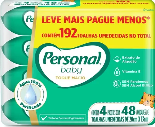 Lenço Umedecido Personal Toque Macio 48 Unidades (4 Kits)