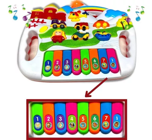 Piano Infantil Musical Teclado Bebê Com Som Luz Brinquedo