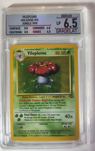 Pokemon Tcg Vileplume 15 Jungle Gradelat 6.5